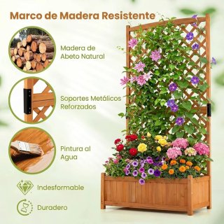 COSTWAY Jardinera con Enrejado de Madera