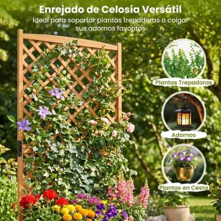 COSTWAY Jardinera con Enrejado de Madera
