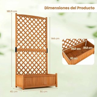 COSTWAY Jardinera con Enrejado de Madera