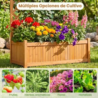 COSTWAY Jardinera con Enrejado de Madera
