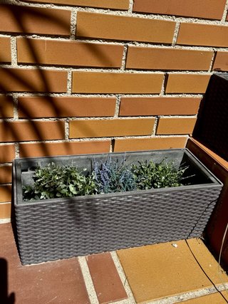 Jardinera Rectangular Ratán Gris