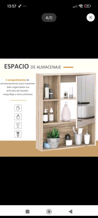 Armario de Baño con Espejo y Estantes