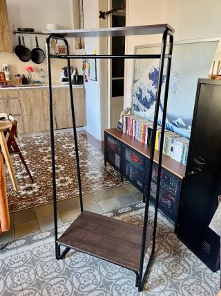 Perchero estilo industrial madera y metal