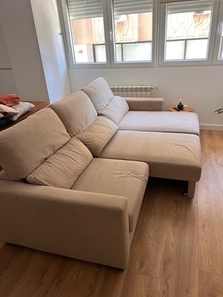 Sofá Cama Chaise Longue Beige