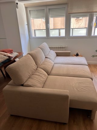 Sofá Cama Chaise Longue Beige