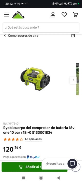 Inflador Ryobi 18V ONE+ Nuevo
