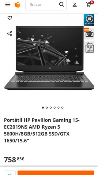 Portátil HP Pavilion Gaming 15-EC2019NS