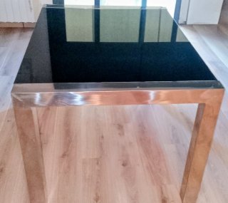 Mesa comedor cristal y metal extensible