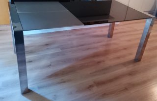 Mesa comedor cristal y metal extensible