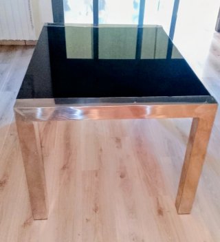 Mesa comedor cristal y metal extensible