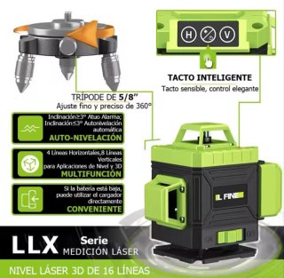 Nivel Láser 16 líneas 4D maletín rígido accesorios