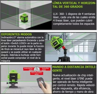 Nivel Láser 16 líneas 4D maletín rígido accesorios