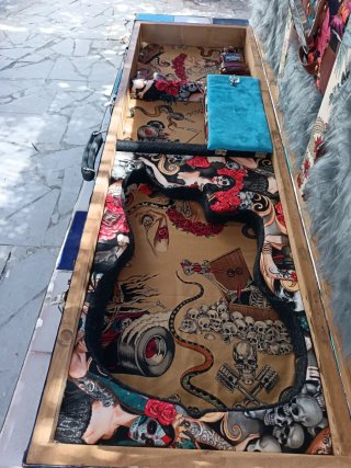 Estuche de guitarra con calaveras