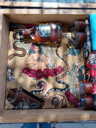 Estuche de guitarra con calaveras