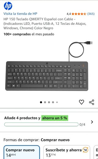 Teclado HP 150 con cable - QWERTY español
