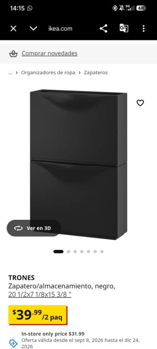 Zapatero Ikea Negro