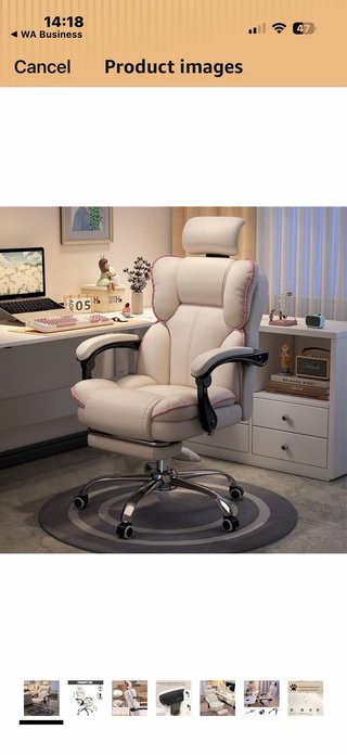 Silla de escritorio beige y rosa