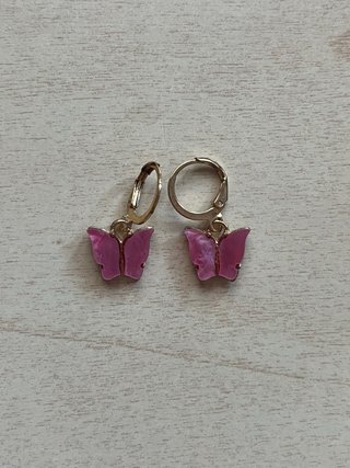 Orecchini a farfalla rosa e oro