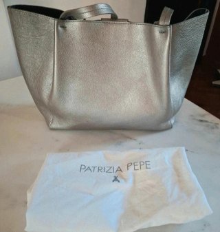 Borsa Patrizia Pepe in vera pelle argento