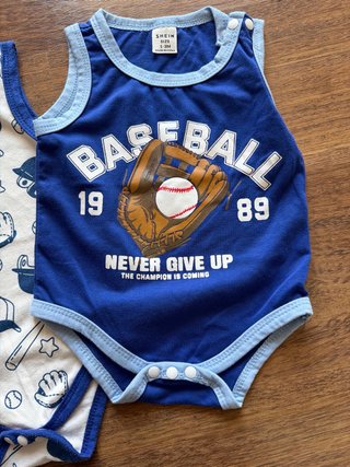 Set de 3 Bodys de Bebé Temática Béisbol