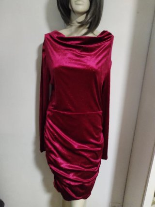 Vestido fiesta burdeos terciopelo XL