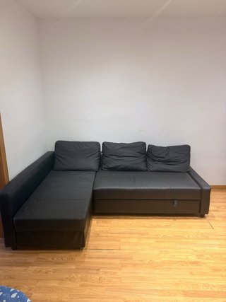 Sofá Cama Piel Sintética Negro