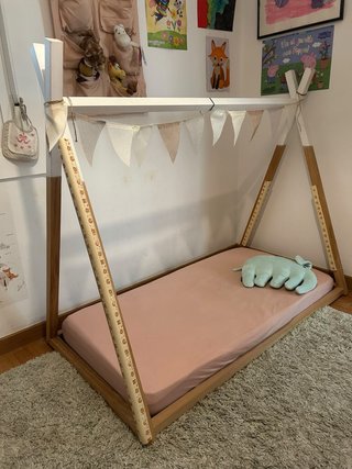 Cama tipi infantil Childhome madera + colchón