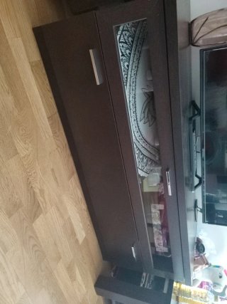Mueble TV madera y cristal