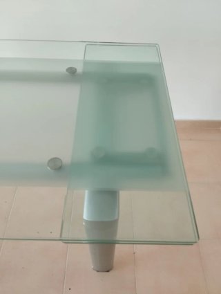 Mesa cristal extensible + 4 sillas