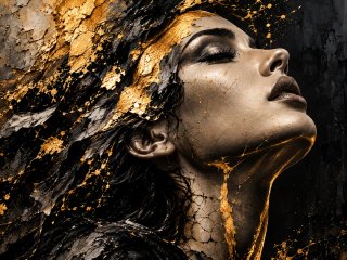 Stampa artistica ritratto oro e nero