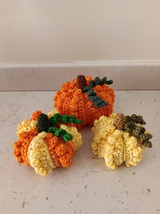 Set di 3 Zucche all'Uncinetto