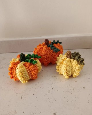 Set di 3 Zucche all'Uncinetto