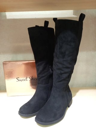 Stivali donna in camoscio nero, taglia 37