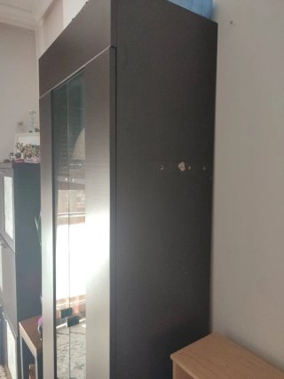 Vitrina de salón de madera y cristal