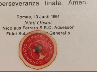 Reliquia ex indumentis Beato Luigi Guanella 1964