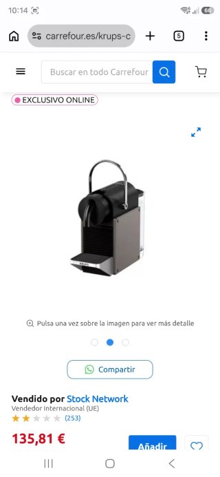 Cafetera Nespresso Krups Pixie negra y gris