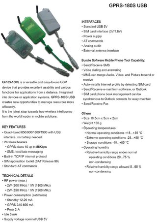 Telefono GSM e Modem GPRS 180S USB