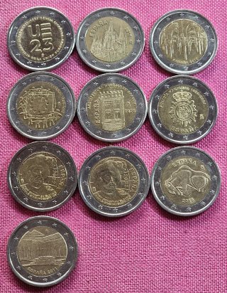 Lote de 10 Monedas de 2 Euros de España