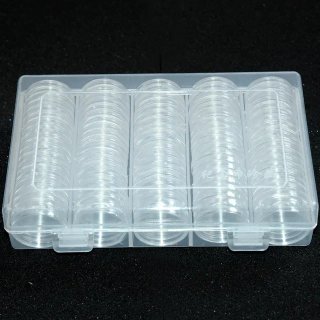 100 CÁPSULAS PARA MONEDAS DE 30 MM CON ESTUCHE