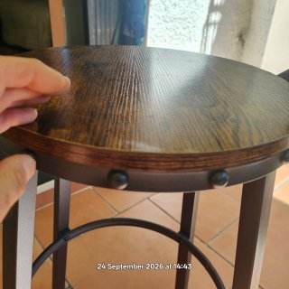4 Sillas Altas Barra Madera y Metal