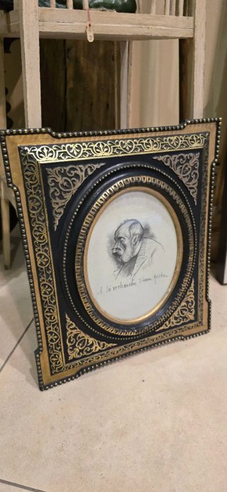 Dibujo Francés Antiguo con Marco Decorado época.