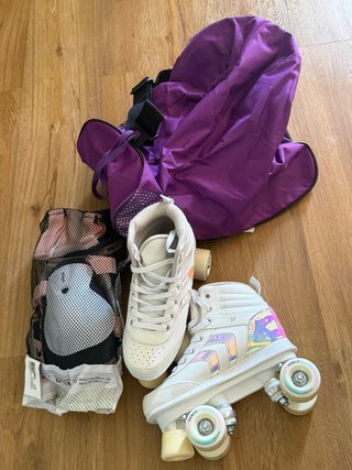 Patines en línea blancos talla 37 + protecciones