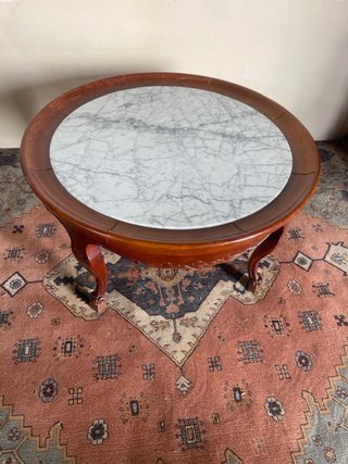 Mesa Auxiliar Redonda de Madera y Mármol