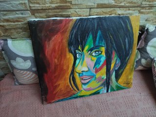 Cuadro Pintura al óleo lienzo retro  mujer vintage