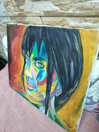 Cuadro Pintura al óleo lienzo retro  mujer vintage
