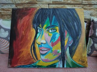 Cuadro Pintura al óleo lienzo retro  mujer vintage