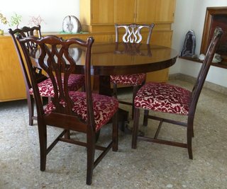 Juego de comedor mesa redonda y 6 sillas Vintage
