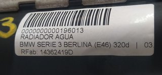 RADIADOR AGUA BMW SERIE 3 BERLINA (E46) 320d
