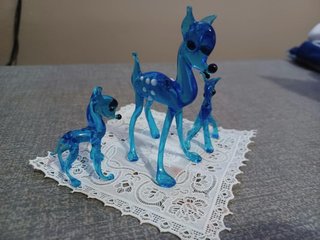 Set 3 Figuras de Cristal Familia Ciervo