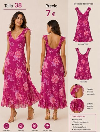 Falda Stradivarius floral talla L